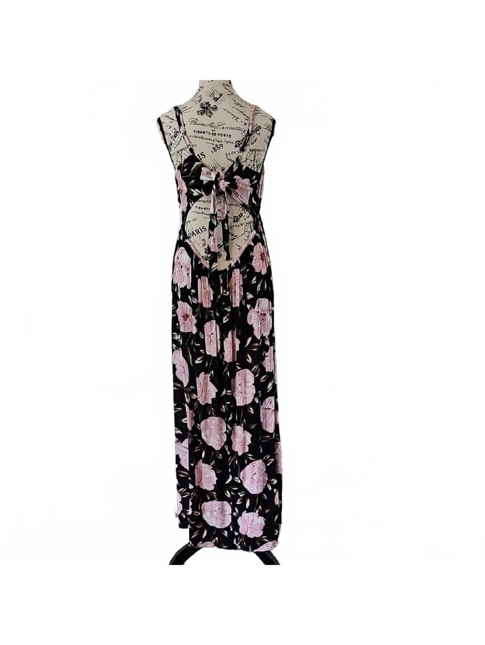 Floral Print Spaghetti Strap Maxi Dress with Back Tie Detail - Picture 2 of 7